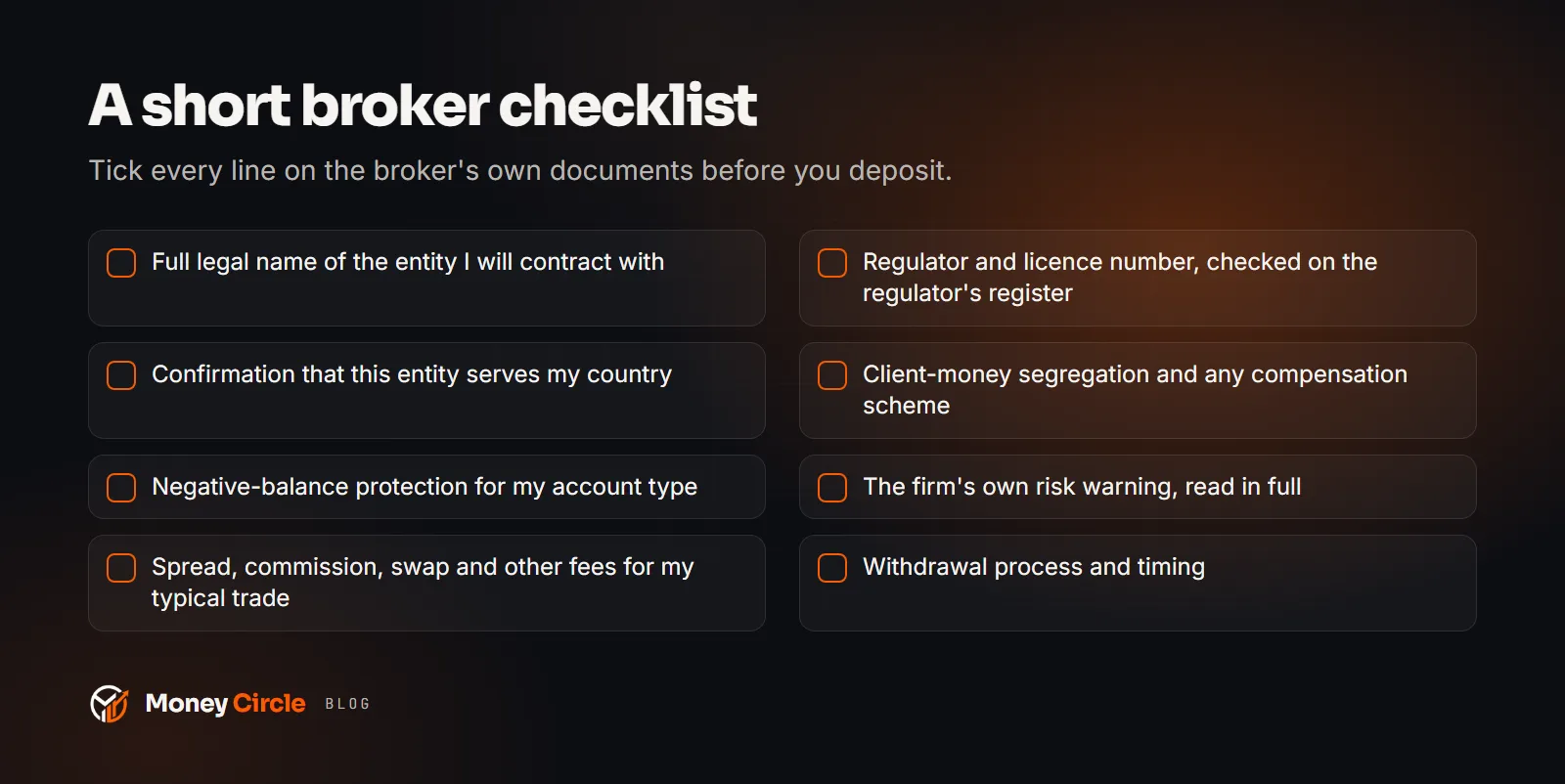 A short broker checklist to tick on the broker's own documents